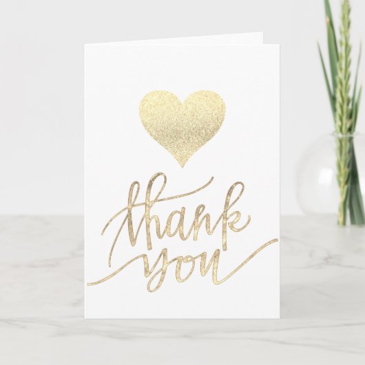 Faux Gold Glitter Bedankt script en hart (Voorkant)