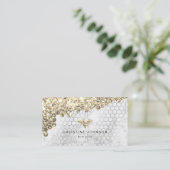 Faux Gold Glitter Bee op grijs Visitekaartje (Staand voorkant)