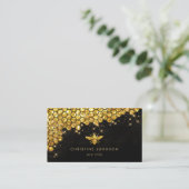 faux gold glitter bee visitekaartje (Staand voorkant)