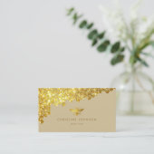 faux gold glitter bee visitekaartje (Staand voorkant)