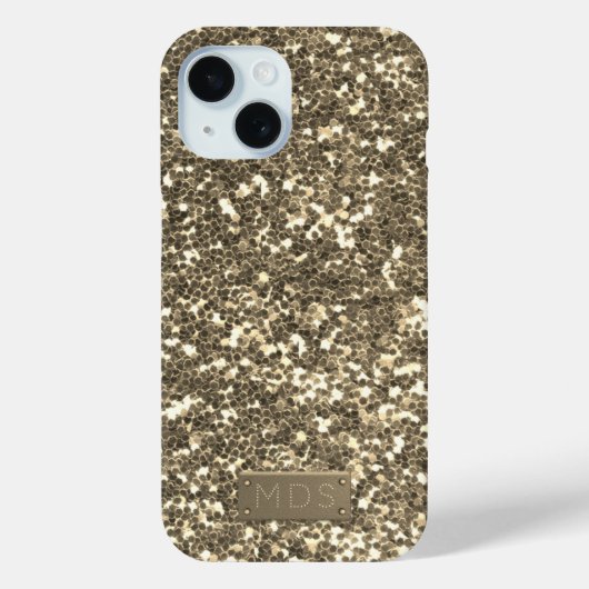 Faux Gold Glitter Bling Sparkle Monogram Case-Mate iPhone Case (Achterkant)