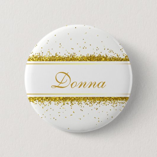 Faux Gold Glitter Confetti Name - Button (Voorkant)