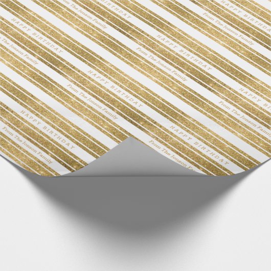Faux Gold Glitter Custom Birthday Paper Wrap Cadeaupapier (Hoek)