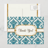 Faux Gold Glitter Damask Floral Pattern Stationery Briefkaart (Voorkant / Achterkant)