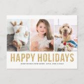 Faux Gold Glitter Drie Fotocollage Modern Feestdagenkaart (Voorkant)