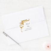 Faux Gold Glitter Elegant Damask Hartelijk dank St Vierkante Sticker (Envelop)