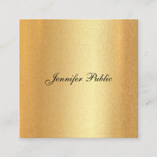 Faux Gold Glitter Elegant Hand Script Calligrafie Vierkante Visitekaartje