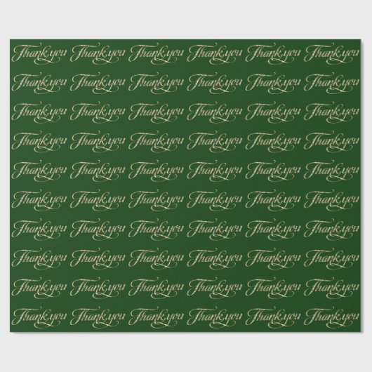 Faux Gold Glitter en Green Bedankt Pattern Cadeaupapier (Vlak)