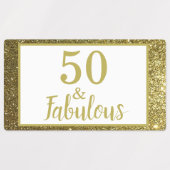 Faux Gold Glitter Fabulous 50ste verjaardag Labels (Design 1)
