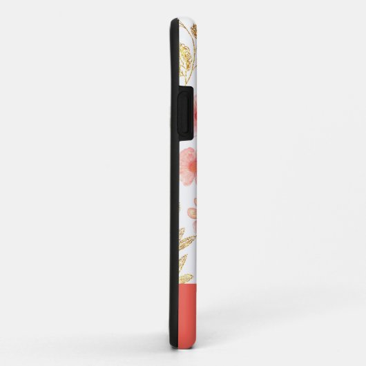 Faux Gold Glitter Floral Monogram Case-Mate iPhone Case (Achterkant/rechts)