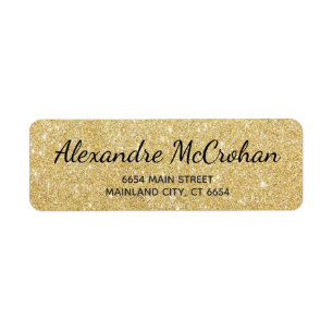 Faux Gold Glitter Foil Return-adres Etiket