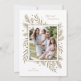 Faux Gold Glitter Foliage Kerstvakantie Kaart