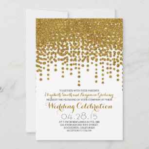 Faux Gold glitter folie confetti bruiloft uitnodig Kaart