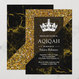 Faux Gold Glitter Goud Marmer Aqeeqah Aqiqah Kaart