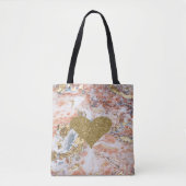 Faux Gold Glitter Heart Cool Gold Marble Texture Draagtas (Voorkant)