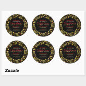 Faux Gold Glitter Kerstkrans Ronde Sticker (Vel)