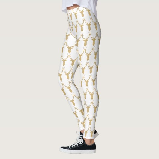 Faux Gold Glitter-kerstreces Leggings (Links)