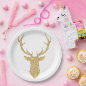 Faux Gold Glitter-kerstreces Papieren Bordje (Feest)