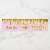 faux gold glitter koningin bijen 1e verjaardag waterfles etiket (Enkel label)
