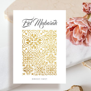Faux Gold Glitter Marokkaans Motief Eid Mubarak Ka Kaart
