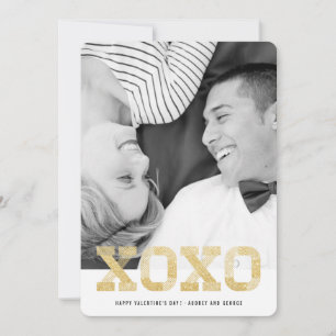Faux Gold Glitter Moderne Chic XOXO Valentijn Foto Feestdagenkaart