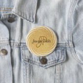 Faux Gold Glitter Monogram Elegant Grote Sjabloon Ronde Button 7,6 Cm (In situ)