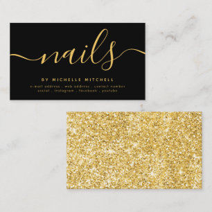 Faux Gold Glitter Nail-technicus Beauty Visitekaartje