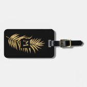 Faux Gold Glitter Palm Tree on Black Tropical Bagagelabel (Voorkant horizontaal)