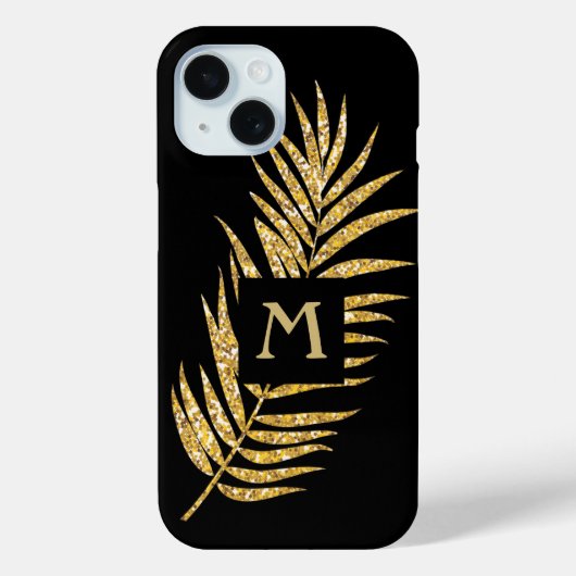 Faux Gold Glitter Palm Tropical Case-Mate iPhone Case (Achterkant)