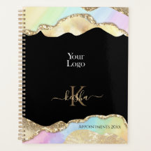 Faux Gold Glitter & Pastel Waves Appointbook