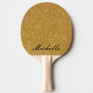 Faux gold glitter ping pong paddle - bedrukt afbee tafeltennisbatje