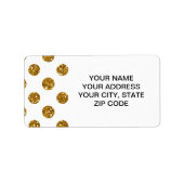 Faux Gold Glitter Polka Dots Pattern on White Etiket (Voorkant)