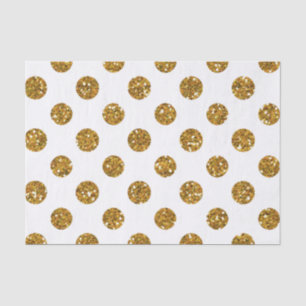 Faux Gold Glitter Polka Dots Pattern on White Tissuepapier