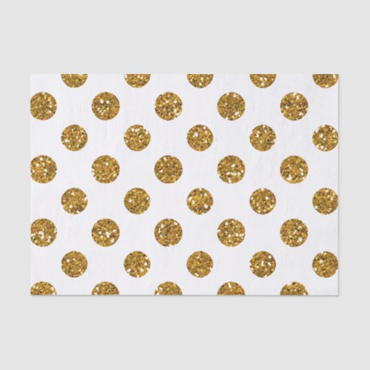 Faux Gold Glitter Polka Dots Pattern on White Tissuepapier (Voorkant)