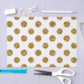Faux Gold Glitter Polka Dots Pattern on White Tissuepapier (Craft)