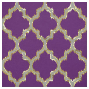 Faux Gold Glitter Quatrefoil Ikat Stof
