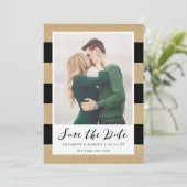 Faux Gold Glitter Save the Date Card (Staand voorkant)