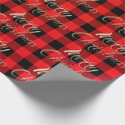 Faux Gold Glitter Script Buffalo met prettige kers Cadeaupapier (Hoek)