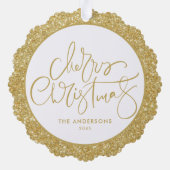 Faux Gold Glitter-serie - Kerstmis Ornament Kaart (Achterkant)
