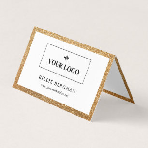 Faux Gold Glitter Social Media Logo & Foto Visitekaartjes