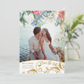 Faux Gold Glitter Swirls Save Date Kaart (Staand voorkant)