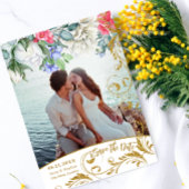 Faux Gold Glitter Swirls Save Date Kaart