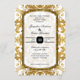 Faux Gold Glitter Ticket  repetitie Dinner Kaart