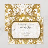 Faux Gold Glitter Ticket  RSVP-respons RSVP Kaartje (Voorkant / Achterkant)