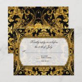Faux Gold Glitter Ticket  RSVP-respons RSVP Kaartje (Voorkant / Achterkant)
