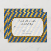 Faux Gold Glitter Ticket Striped RSVP Response (Voorkant / Achterkant)