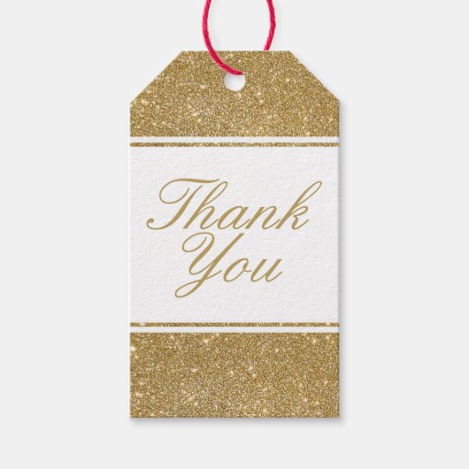 Faux Gold Glitter Weddenschap Hartelijk dank Gift Cadeaulabel (Voorkant)
