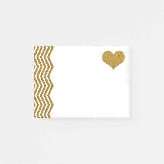 FAUX Gold Glitter Zigzag en Hart (plat bedrukt) Post-it® Notes (Voorkant)