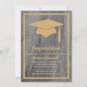 Faux Gold & Granite Graduation Invitation (Devant)