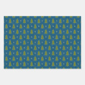 Faux Gold Green Red Blue-kerstbomen Inpakpapier Vel (Voorkant 3)
